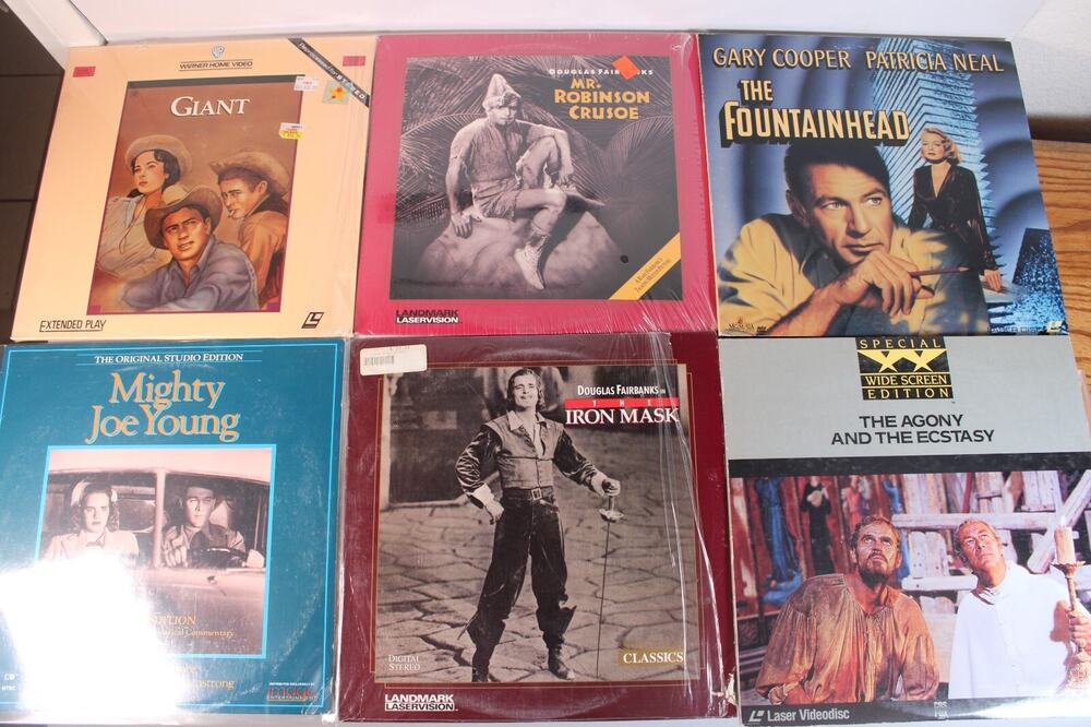 6 Laser Disc Bundle Lot: Giant, Mighty Joe Young, Fountainhead, Iron Mask, (T)